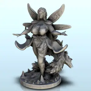 Four winged fairy running with flower dress (censored versio