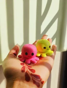 CUTE OCTOPUS HAPPY ANGRY SPINNER TOY PLUS KEYRING