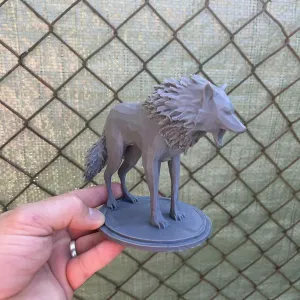 Wolf on a circular pedestal