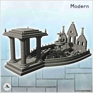 Traditional fountain with columns and large basin (11) - min