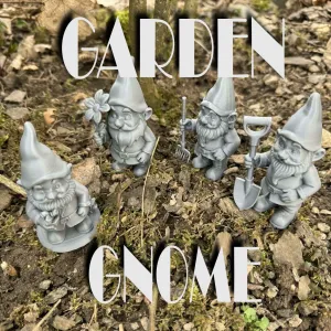 Garden gnome with tools