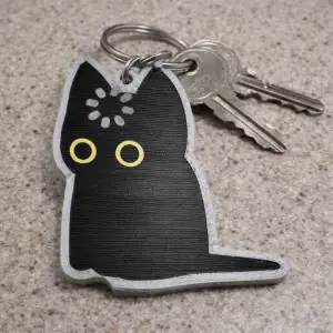 Black Cat Keychain; Cute Minimalist Charm