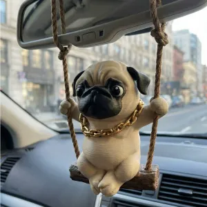 Pug sitting on a swing - Easy Print