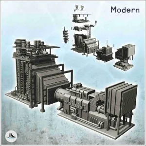 Large modern industrial metallurgical furnace with tanks and