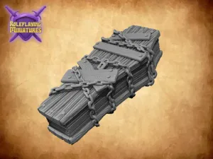 Wooden chained coffin