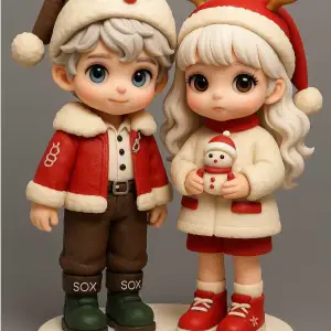 3D Christmas Couple Figurines