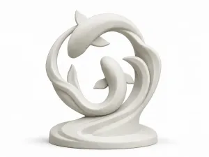 Abstract Koi Fish Loop Sculpture
