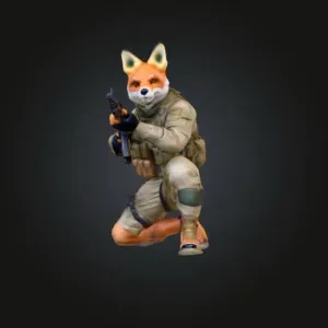 Kneeling tactical fox sniper