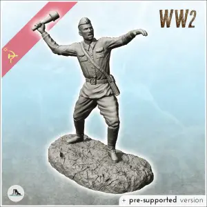 Soviet assault soldier throwing a hand grenade (8) - WW2