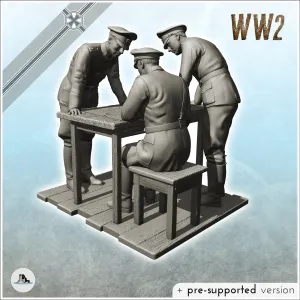 German staff around a table with map (12) - WW2 Terrain fig