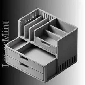 Modern Desktop Organizer with 3 Drawers - STL Model