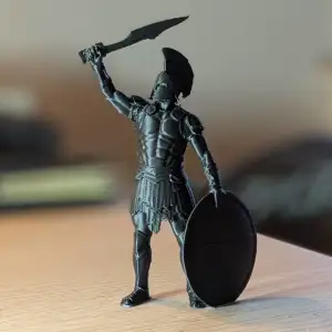 Detailed Spartan warrior figure holding a shield and dagger