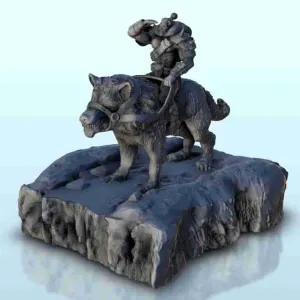 Orc lord in armor on wolf 12 - miniatures warhammer figure w