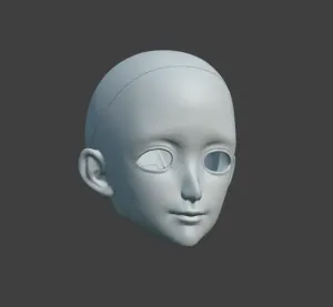 BJD cute girl doll head, big eyes, smiling