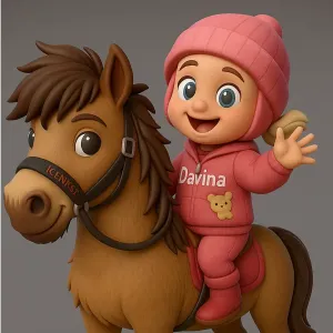 Kid riding pony toy