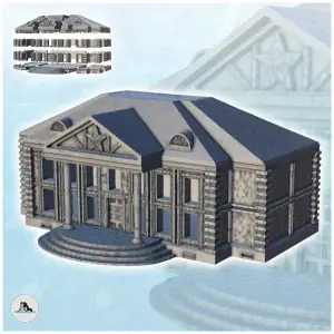 Urban central hall with access stairs and double columns