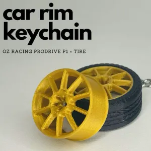car rim and tire kechain - OZ racing prodrive P1