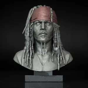 Jack Sparrow Bust STL – Pirates Caribbean 3D