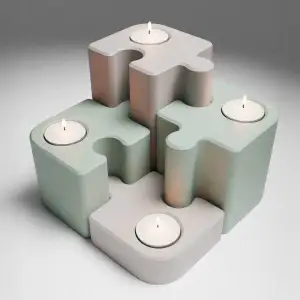 Puzzle tea light holder