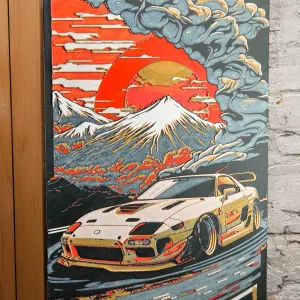RX-7 Sunset Japan — Hueforge 3D Printed Art 200x300mm