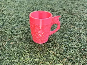 Gothic Bat-Relief Mug with Winged Handle and Crest