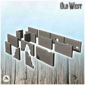 Set of brick walls (Alamo Fort) - miniatures ACW scenery ter