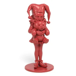 Harlequin girl with teddy beart
