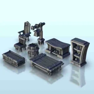 Set of medieval interior furnitures 4 - miniatures warhammer