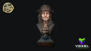 Jack Sparrow Bust STL Pirates of the Caribbean 3D Print Scu