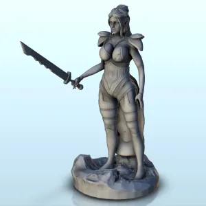 Woman in dress with sword and long hair (18) - miniatures fi