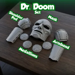Dr. Doom mask, bracers, and medallions
