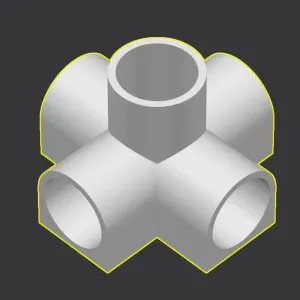 20 mm PVC 5-Way 90° Connector – Print-in-Place