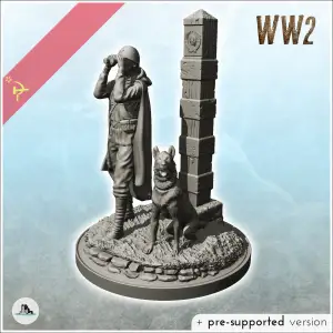 Soviet guard under observation with dog and post (9) - WW2