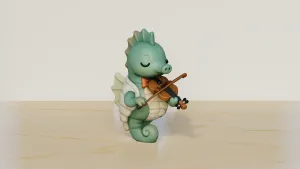 Violin Seahorse Figurine