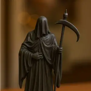 Statuette of death with a scythe.