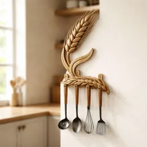 Wheat Harvest Kitchen Utensil Rack & Wall Art