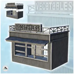 Wooden fruit stand with sign  - Terrain USSR WW2 scenery