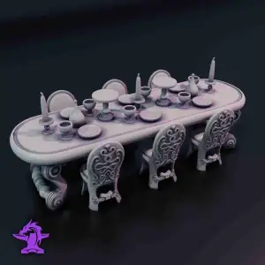 Noble table set with place settings and candelabra