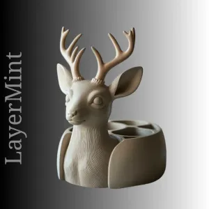 Deer Bust Desk Organizer with Antlers STL