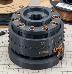 Free dual-spin desktop task wheel split parts