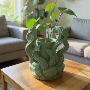 Vine Planter with Leafy Swirls