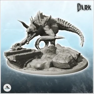 Dragon with double horns and crests on bridge - figure mini