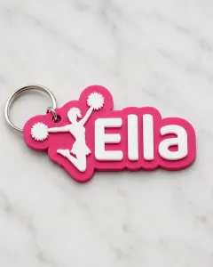 Ella's cheerleader name tag