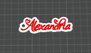 Keychain whit name Alexandria - Love stile - Name Tag