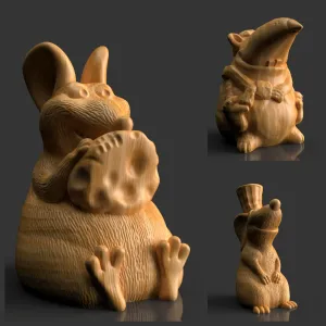 Three models. Rat with cheese. Mouse