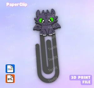 Paperclip TOOTHLESS - HOW TO TRAIN YOUR DRAGON - bookmark