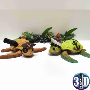 Sailor and Pirate Captains, Turtles, Articulated, Flexy, Toy