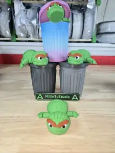 Seaseme Street Oscar the Grouch flexi Garbage Can and lid
