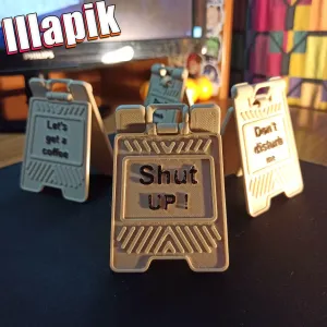 Warning desk office signs, set of 4 pcs. in 3 lan (EN,RU,UA)