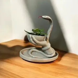 FLOWER POT - CANDLE HOLDER - SNAKE BOWL DECOR – HAND SCULPTU